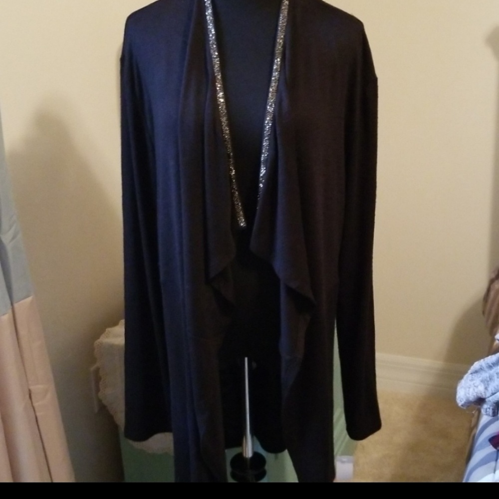 Juicy Couture Black Jeweled lapel area-open cardigan
